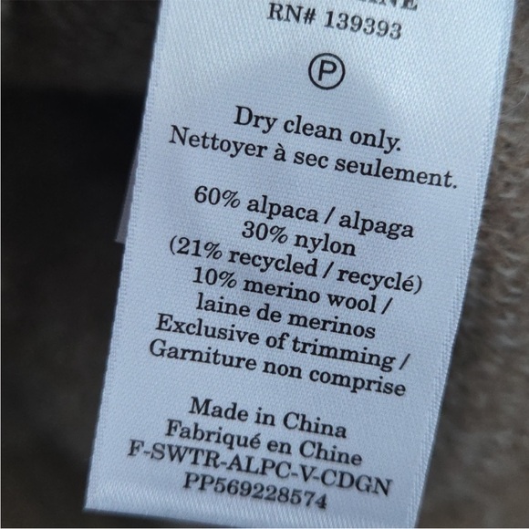 Everlane Alpaca Cardigan Sweater - Tan/White -XL - Picture 4 of 5